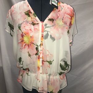 Karl Lagerfeld Floral Blouse, Size Large NWT
